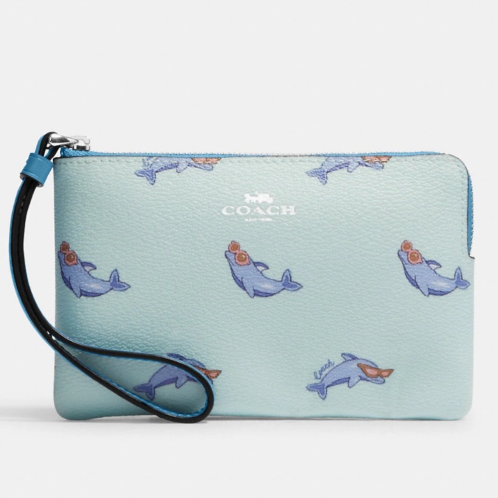 NWT Limited Edition Coach Dolphin Print Wristlet SOLD OUT